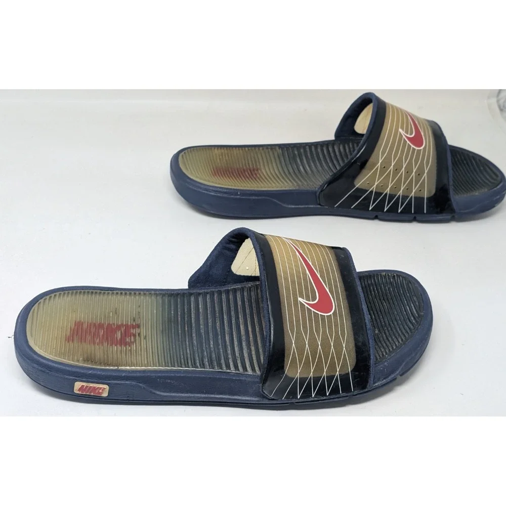 Vintage Nike Slide Sandals Men's Size 13 90s Y2K Blue Brown